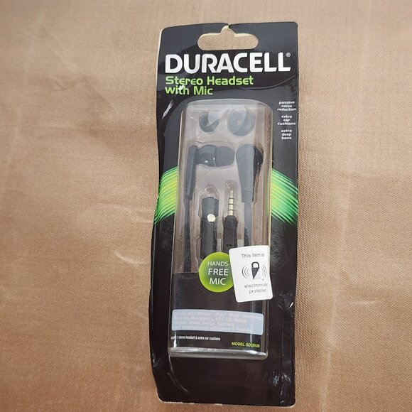 Duracell Passive Noise Reduction Black Stereo Headset with Hands Free Mic - Picture 1 of 16